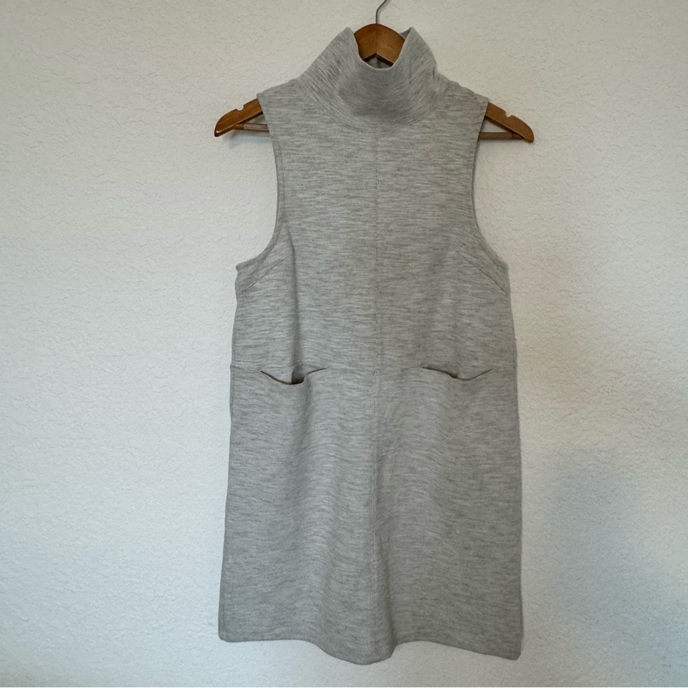 Free People Getaway Shift Dress Gray Knit Mock neck Pockets Women’s XS